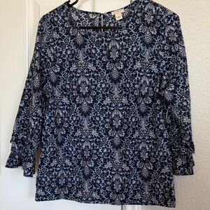 J. Crew Navy Blue Floral Blouse